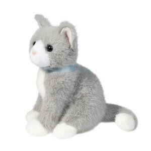 NWT - Douglas Cuddle Toys Grey Cat Mini Plush Stuffed Animal - Small 6"